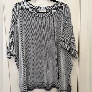 Zenana Outfitters Black & White Striped Dolman Knit Top